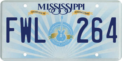 MS license plate FWL264