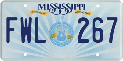 MS license plate FWL267