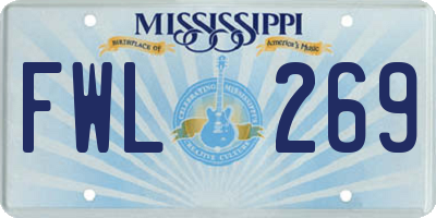 MS license plate FWL269