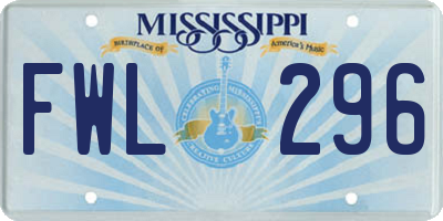 MS license plate FWL296