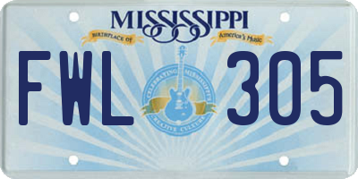 MS license plate FWL305