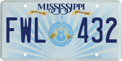 MS license plate FWL432