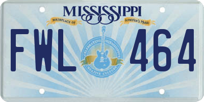 MS license plate FWL464
