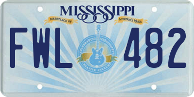 MS license plate FWL482