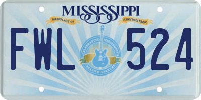 MS license plate FWL524