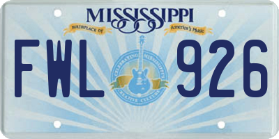 MS license plate FWL926