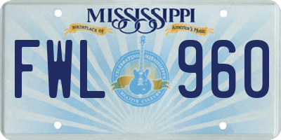 MS license plate FWL960