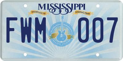MS license plate FWM007