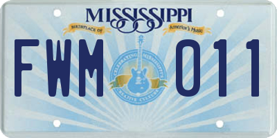 MS license plate FWM011