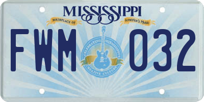 MS license plate FWM032