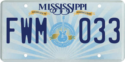 MS license plate FWM033