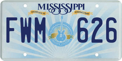 MS license plate FWM626