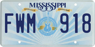 MS license plate FWM918
