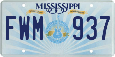 MS license plate FWM937