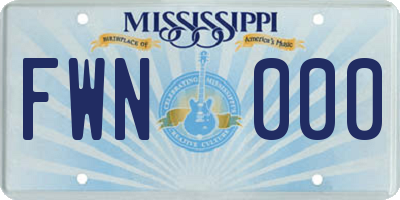 MS license plate FWN000