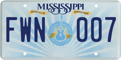MS license plate FWN007
