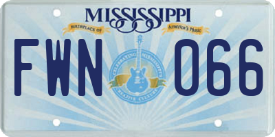 MS license plate FWN066