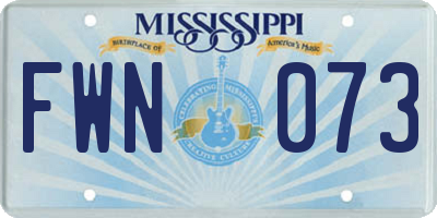 MS license plate FWN073