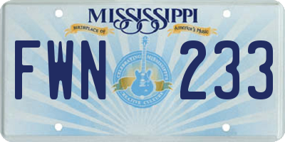 MS license plate FWN233