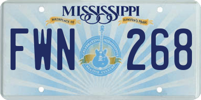 MS license plate FWN268