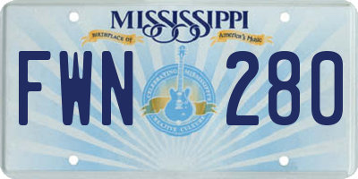 MS license plate FWN280