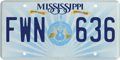 MS license plate FWN636