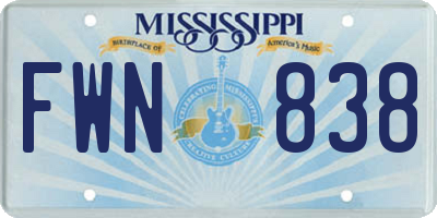 MS license plate FWN838