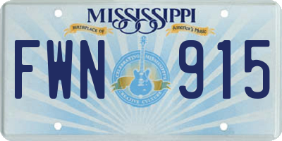 MS license plate FWN915