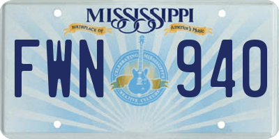 MS license plate FWN940