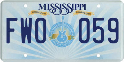 MS license plate FWO059