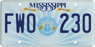 MS license plate FWO230