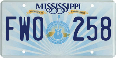 MS license plate FWO258