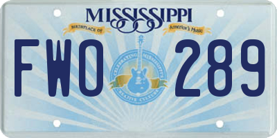 MS license plate FWO289