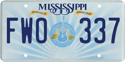 MS license plate FWO337