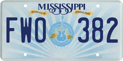 MS license plate FWO382