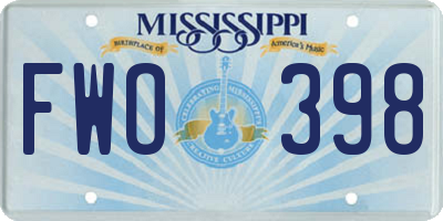 MS license plate FWO398