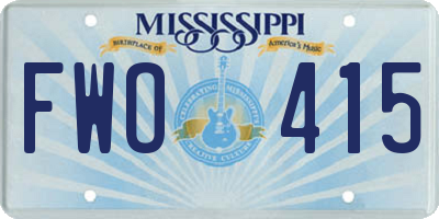 MS license plate FWO415