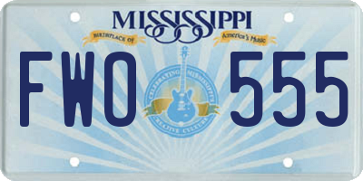 MS license plate FWO555