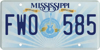 MS license plate FWO585