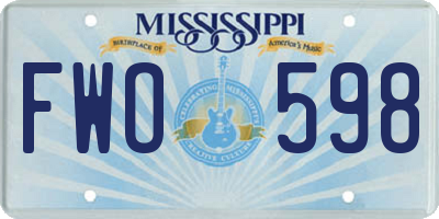 MS license plate FWO598
