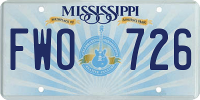 MS license plate FWO726