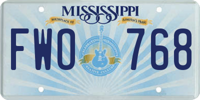 MS license plate FWO768