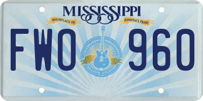 MS license plate FWO960