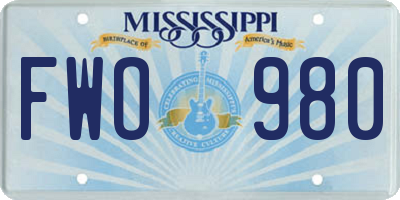 MS license plate FWO980