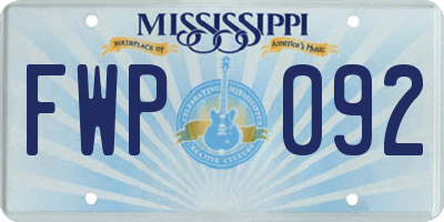 MS license plate FWP092