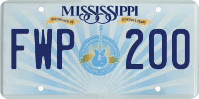 MS license plate FWP200