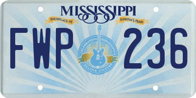 MS license plate FWP236