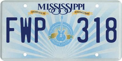 MS license plate FWP318