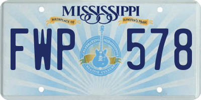 MS license plate FWP578