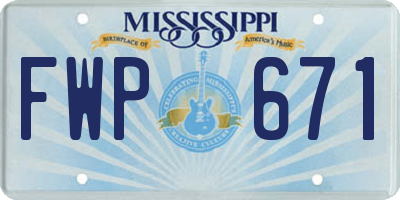 MS license plate FWP671